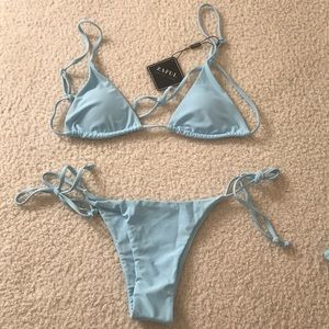 Zaful Baby Blue Bikini Set- 2 Bottoms